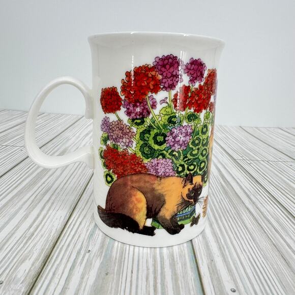 Dunoon Sophisticats fine bone china mug coffee cup floral Siamese Sue Scullard - Picture 10 of 10